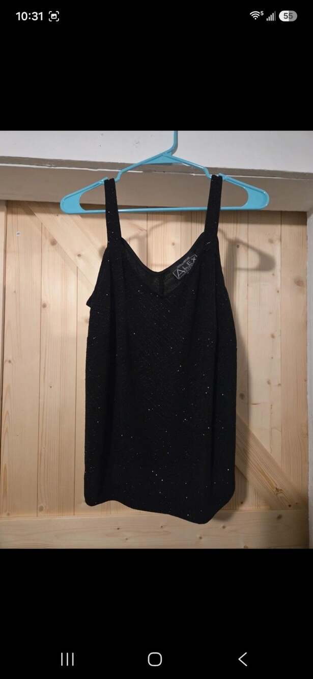 Alex Evenings Black Sequin Knit Tank Dress 1X